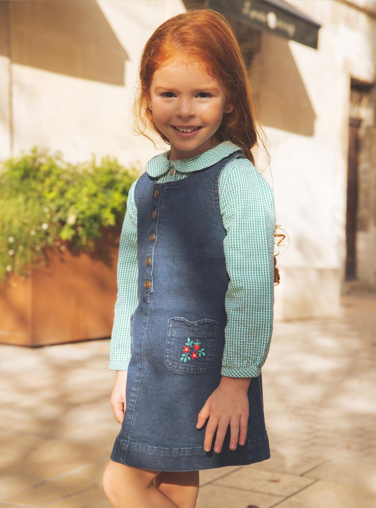 Robe chasuble en denim bleu foncé