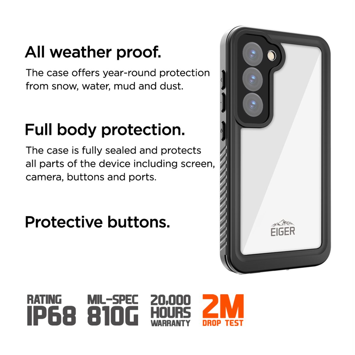 Samsung Galaxy S24 Avalanche Case Wasserfeste Outdoor Schutz Hülle IP68 (EGCA00545) - Schwarz