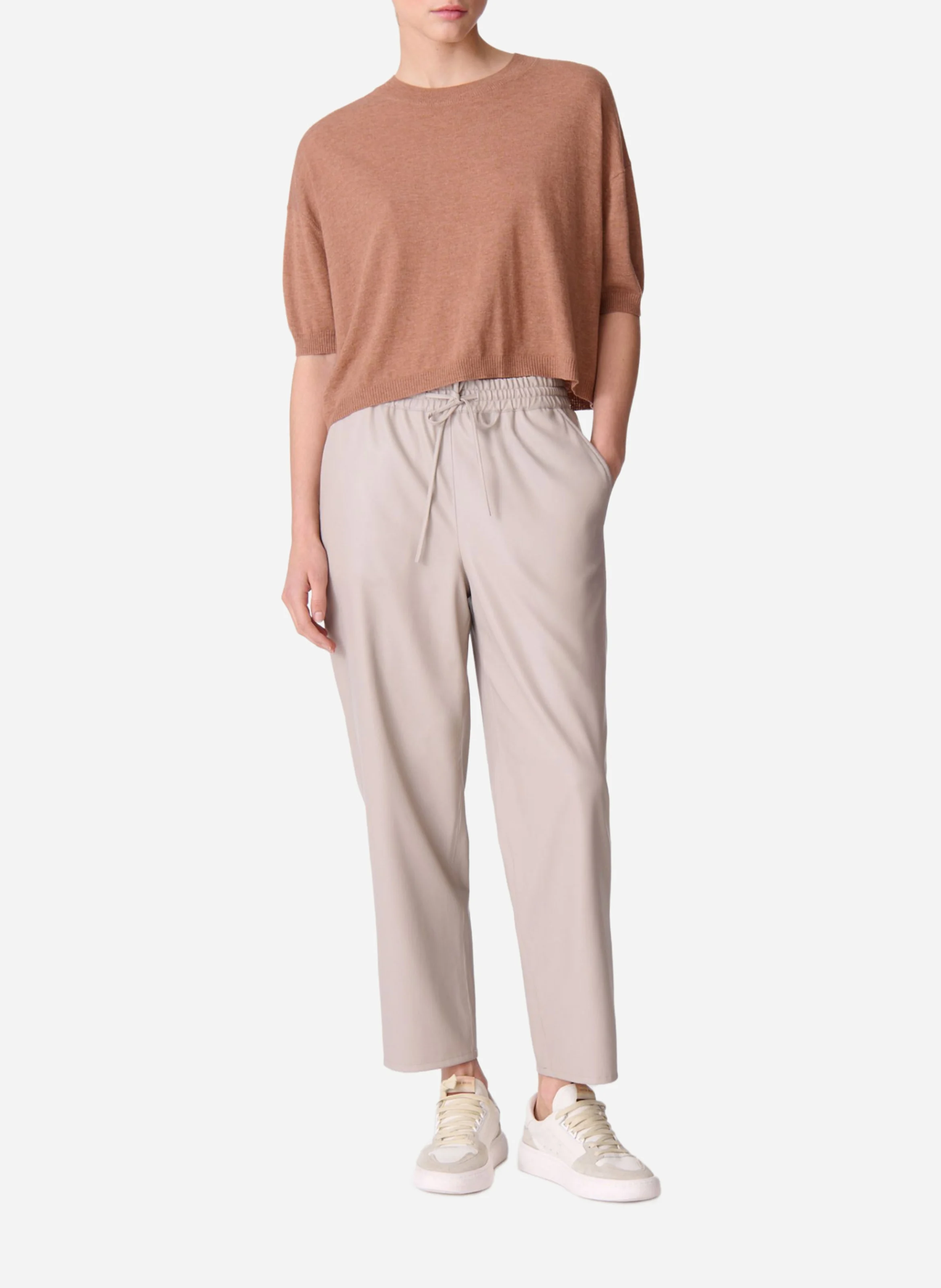 DELIAH - Pull droit col rond en laine mélangée | Marron