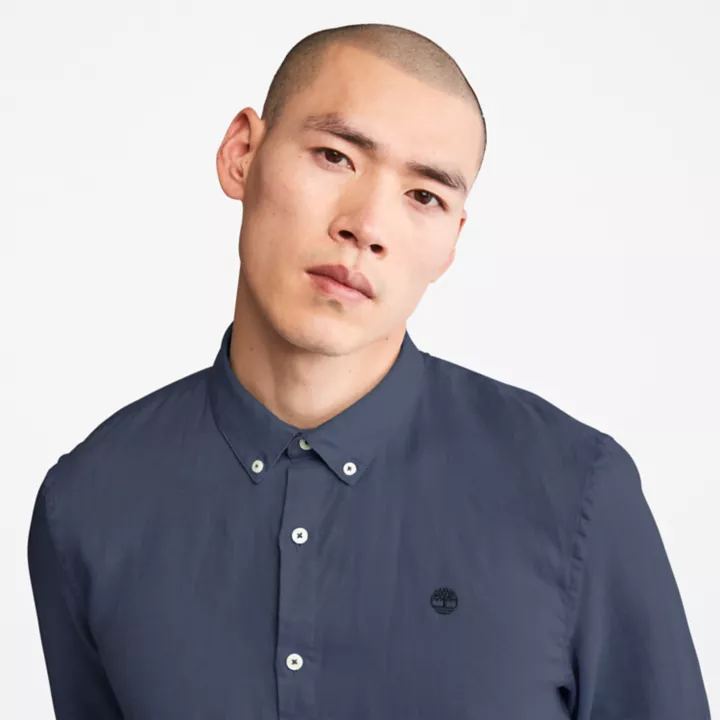Chemise en lin Mill Brook pour homme en bleu foncé