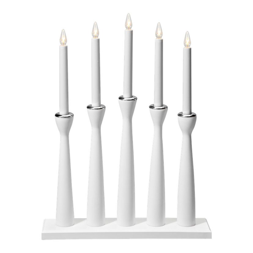 Hvit adventslysestake 49 cm