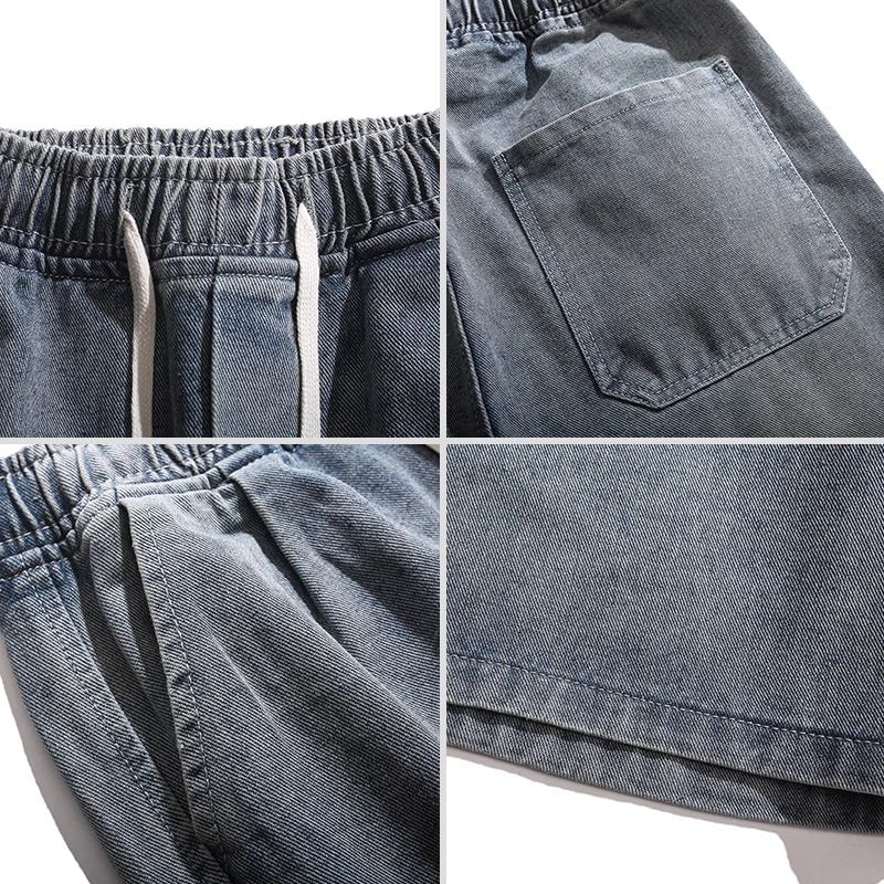 purplelouve - Gewassen denim shorts met trekkoordtaille