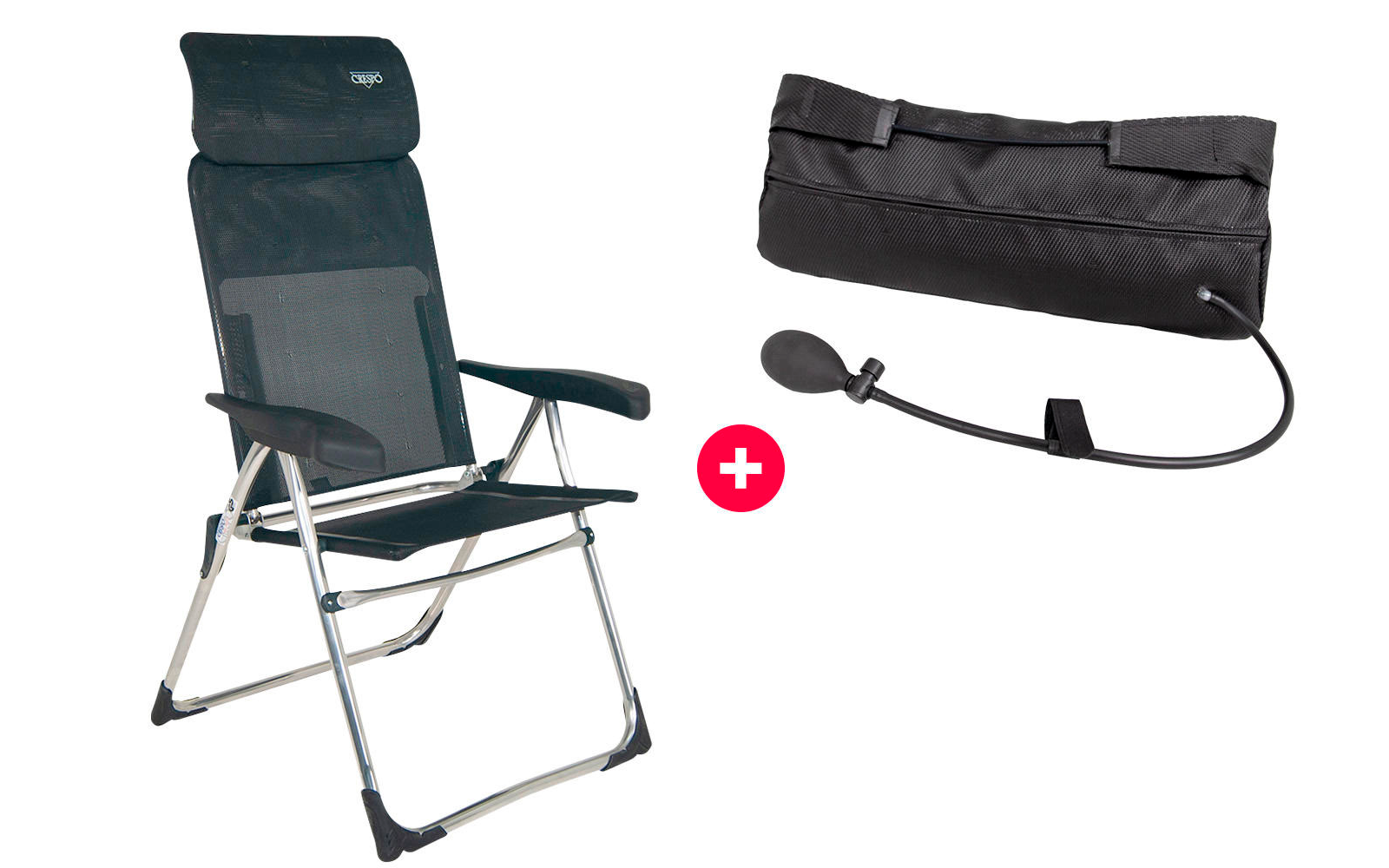 Crespo Set AL/213-C Aluminium Klappstuhl + Lumbar Kissen