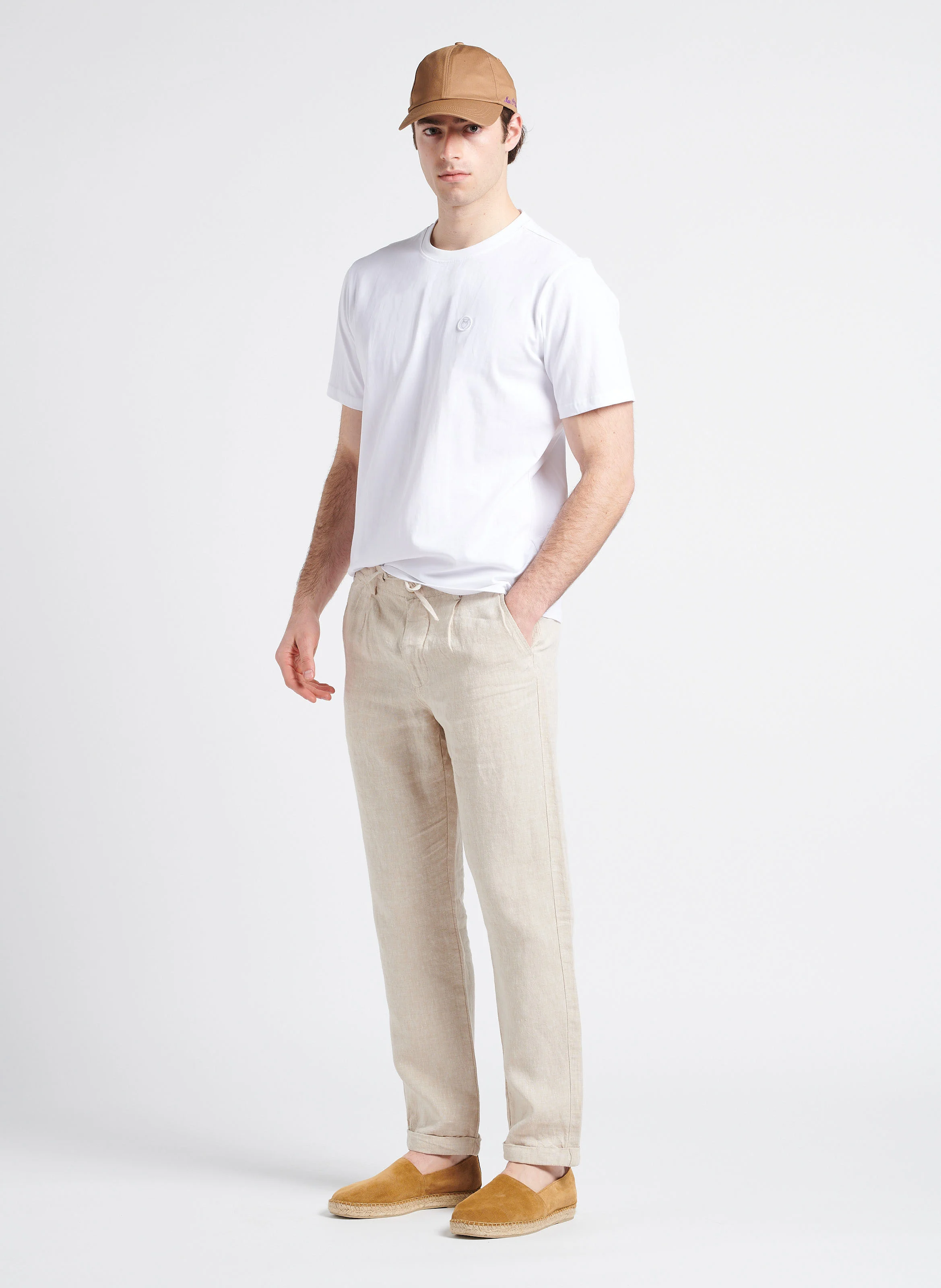 Tee-shirt col rond regular-fit en coton bio | Blanc