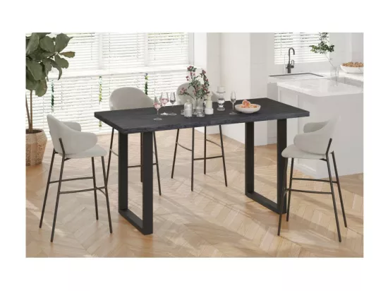 Table à manger haute EDWAR longueur 180cm en décor brun foncé, idéal pour une salle à manger conviviale