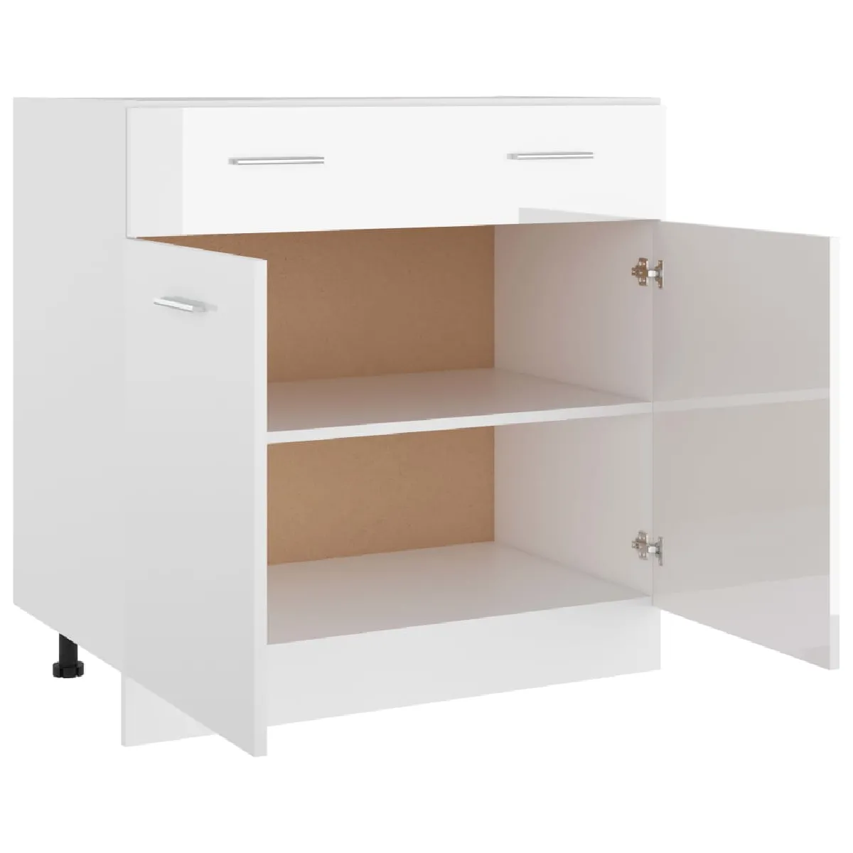 vidaXL Armoire de plancher à tiroir - Blanc brillant