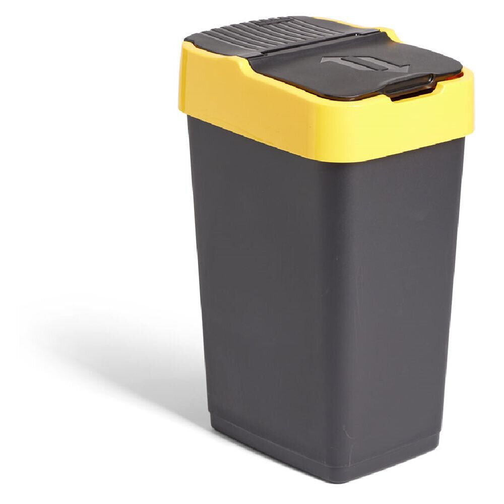 Poubelle de tri pour plastique 35L plastique jaune et noir