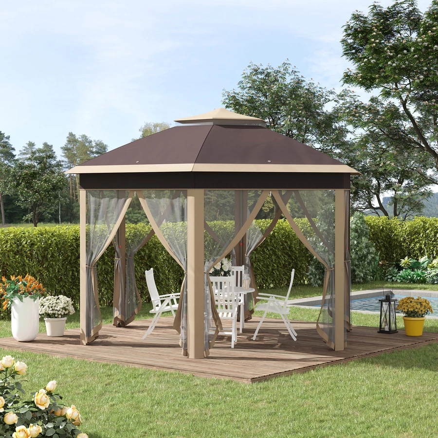 Outsunny Faltpavillon mit Tragetasche hellbraun