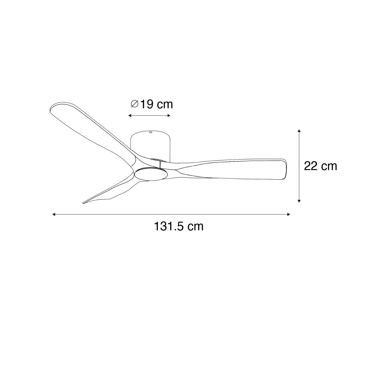 Plafondventilator zwart met hout 131.5cm incl. LED dimbaar met afstandsbediening - Jerri