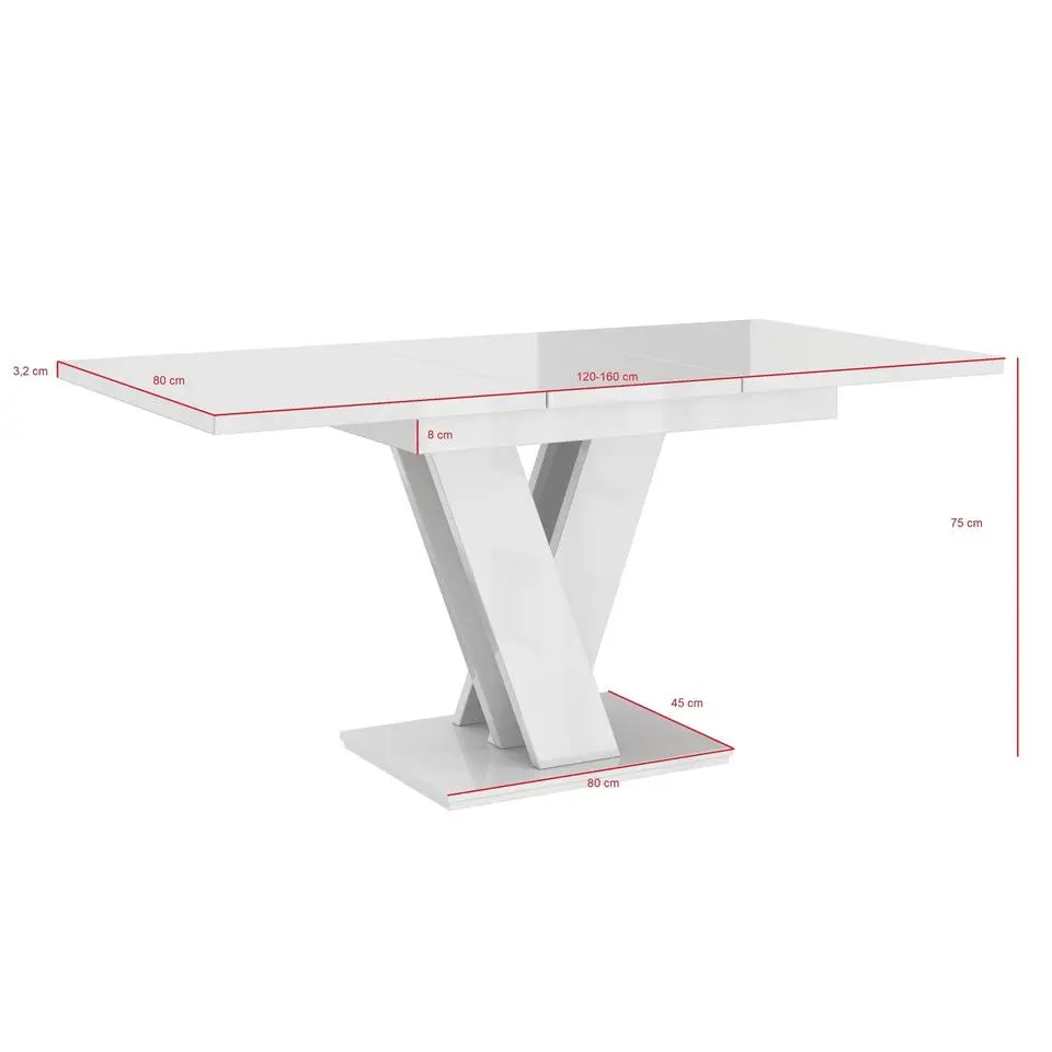Meubella - Eetkamertafel Moris - Zwart marmerlook - 160 cm - Uitschuifbaar