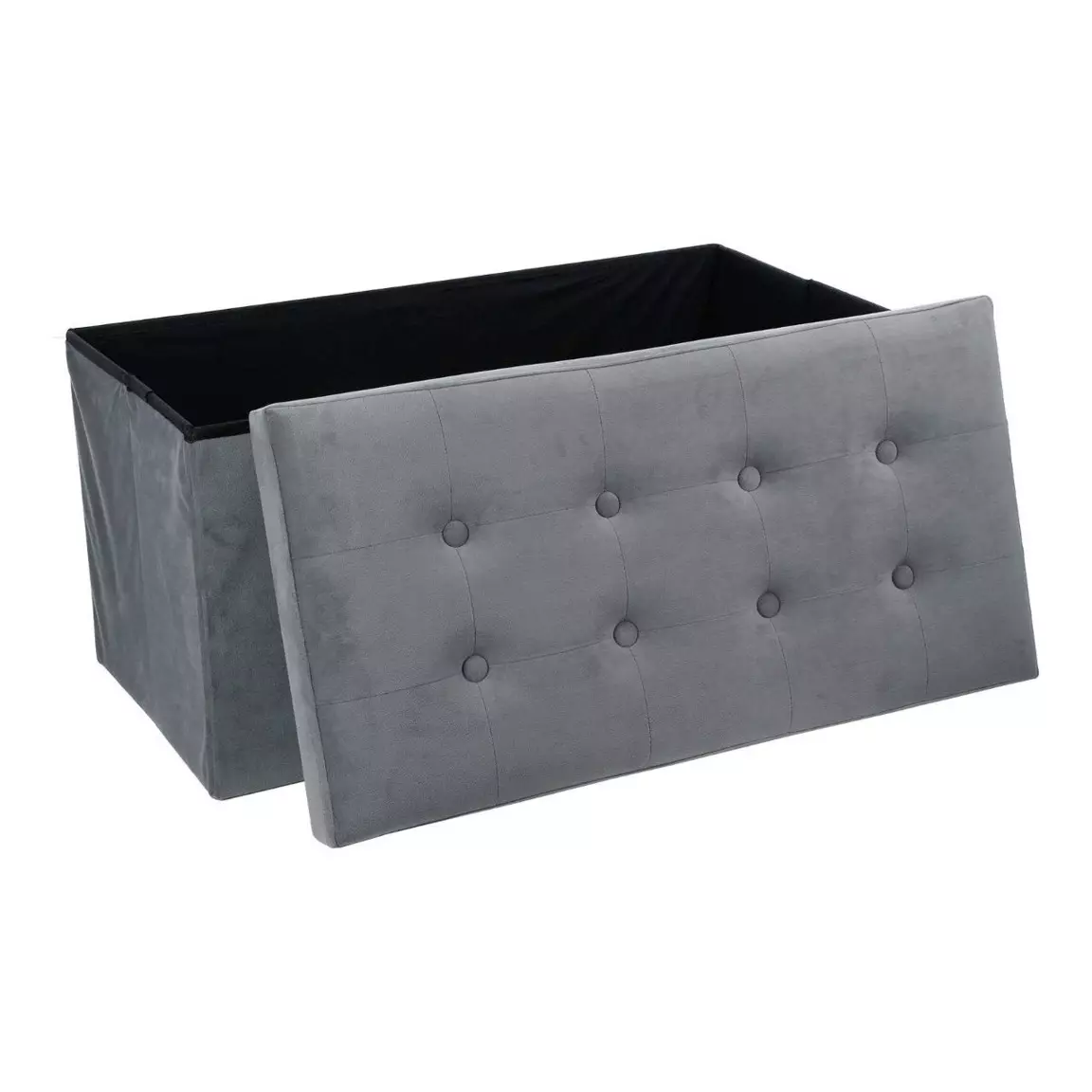 Pouf de rangement double Lysandre Velours Gris