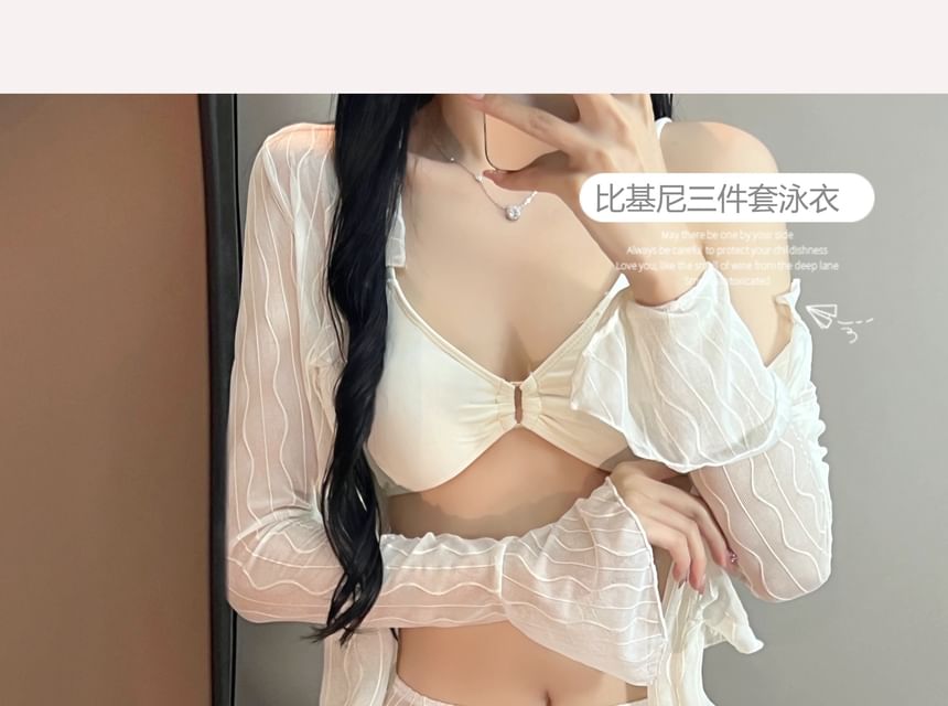 Kansen - Set: effen bikini + cover-up + rok