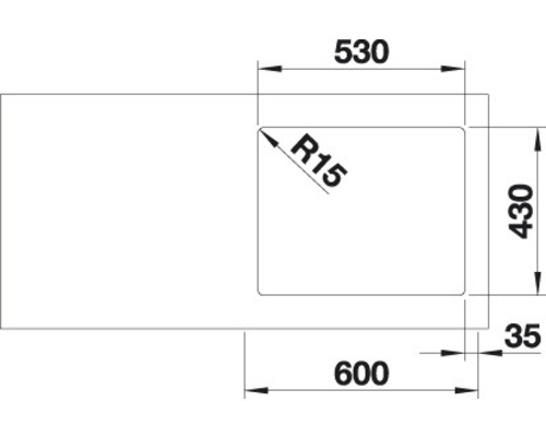 Blanco ANDANO 500-IF spoelbak, 540 x 440 mm, roestvrij staal, 522965