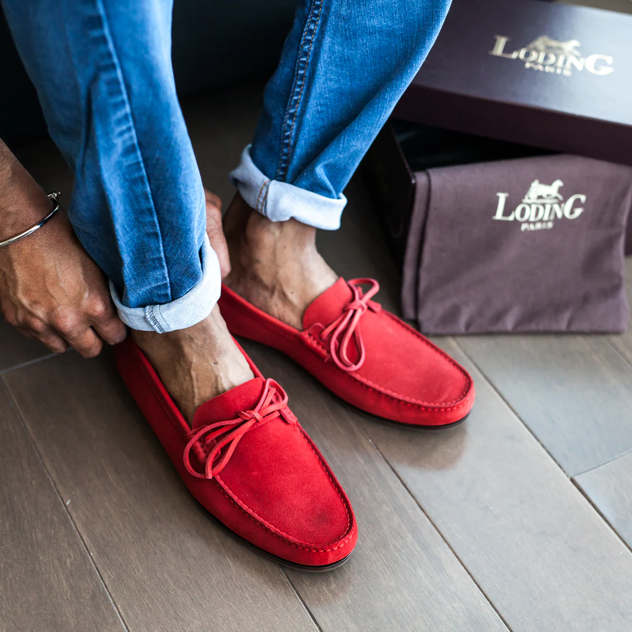 Mocassin Bahia 819 veau velours rouge