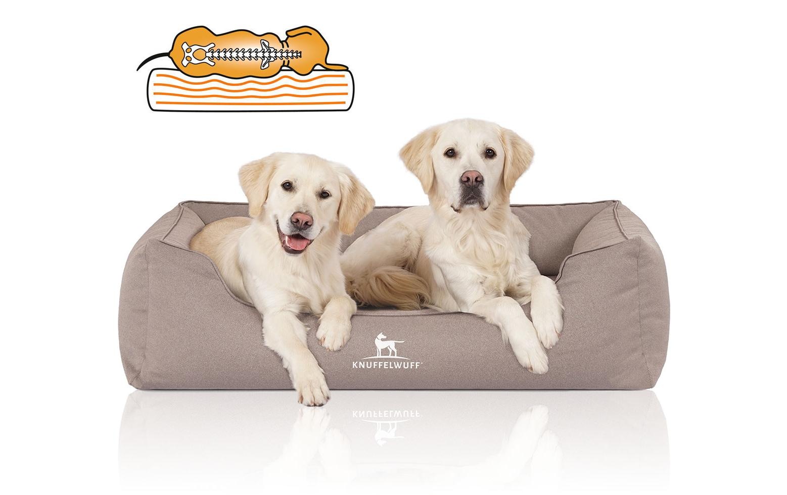 Knuffelwuff Tierbett »Leon Velour M – L, 85 x 63 cm, Beige/Grau«