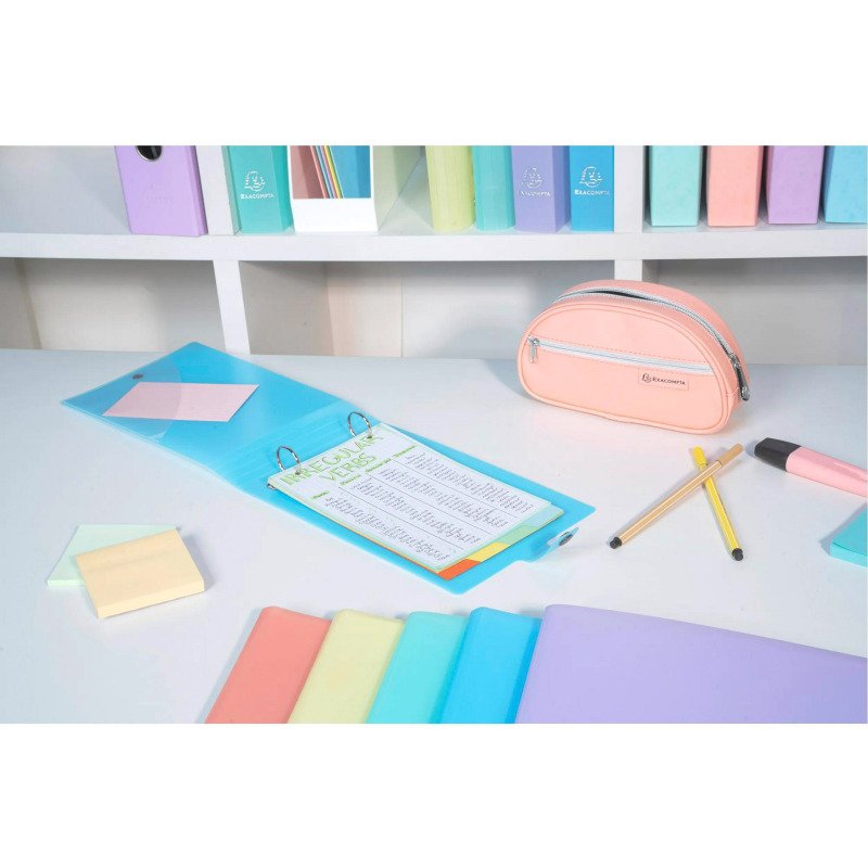 Classeur 2 anneaux plastifié Exacompta Chromaline pastel A5 et 125 x 200 mm - Dos 3 cm couleurs assorties pastel
