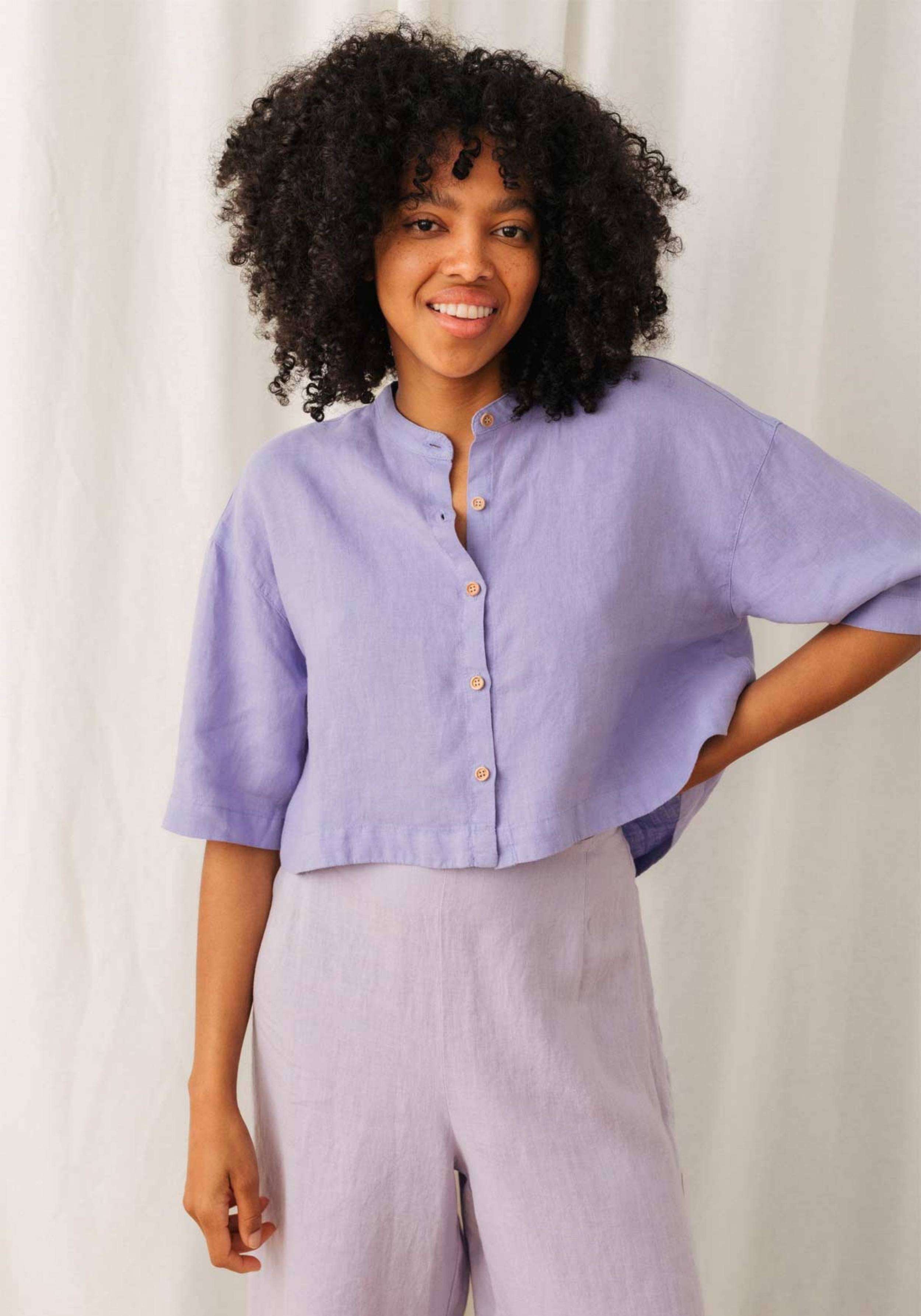 Twothirds Leinen-Bluse Sandon Medium Purple