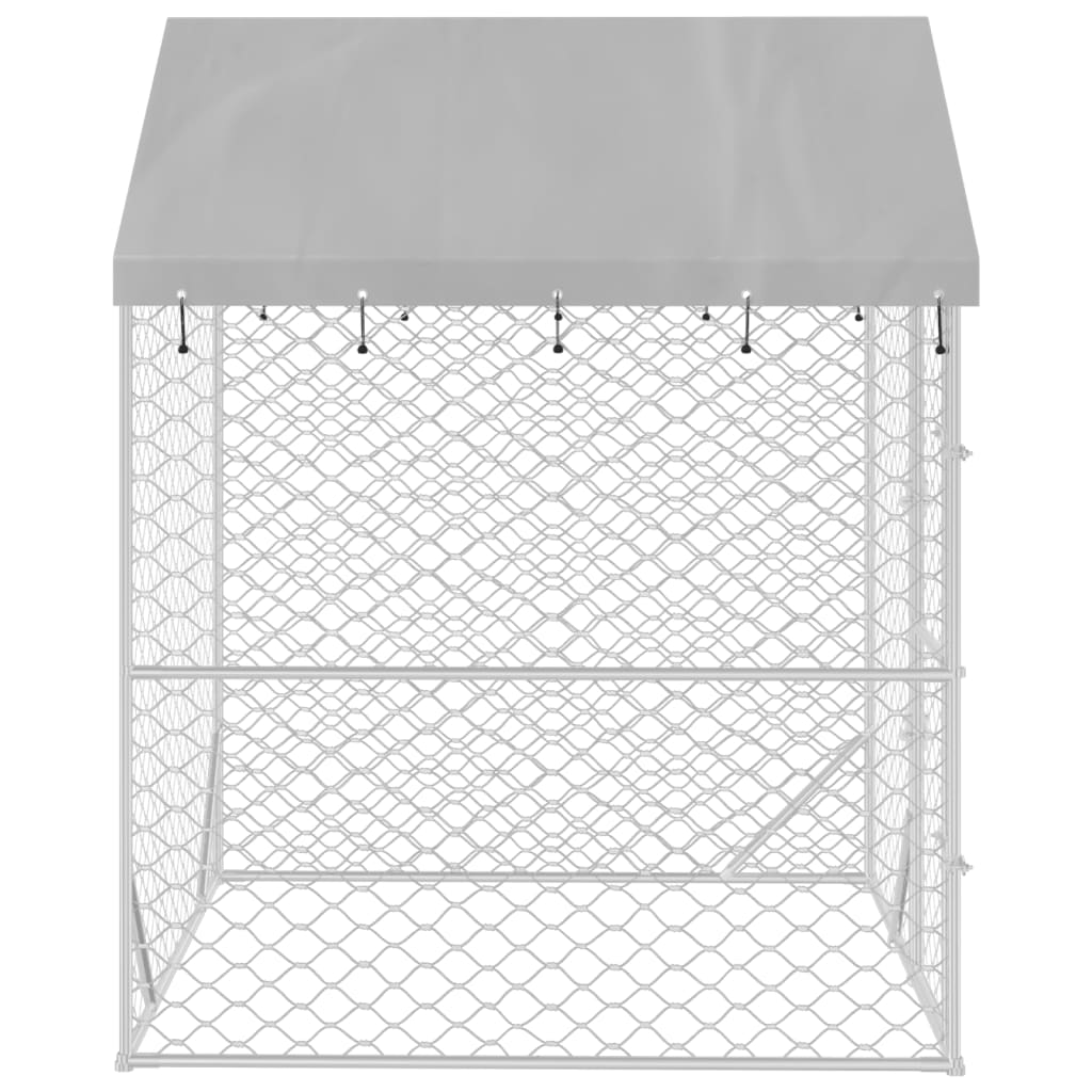 Canil externo para cães vidaXL com telhado, aço galvanizado, prata, 10x2x2,5m