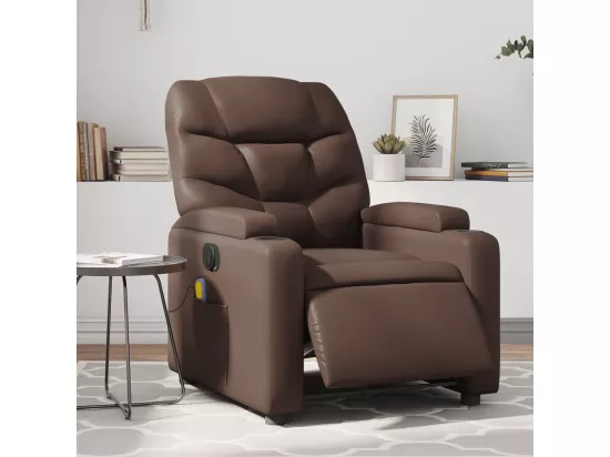 Fauteuil massant inclinable électrique marron similicuir