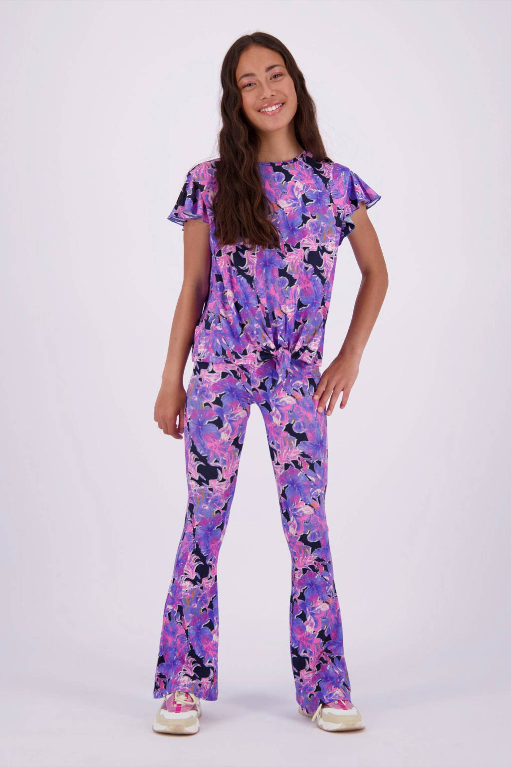 Vingino T-shirt met all over print paars/donkerblauw