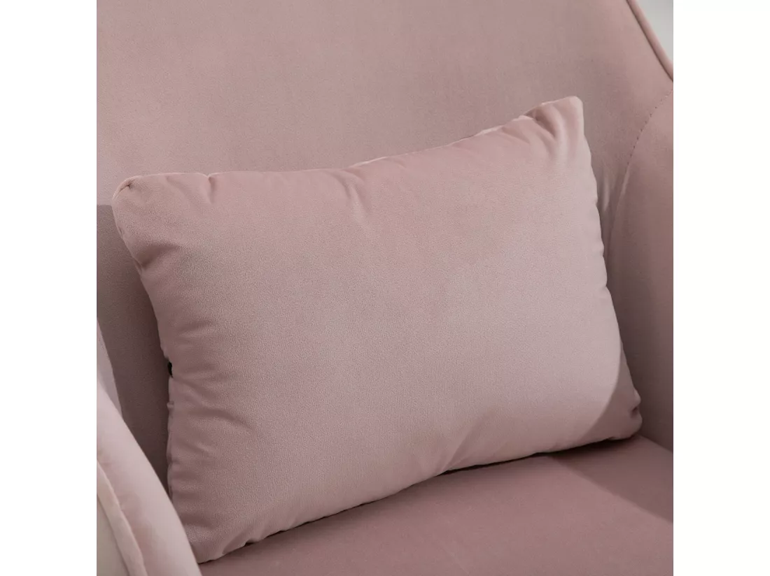 Chaise de bureau velours fauteuil bureau massant coussin lombaire intégré hauteur réglable pivotante 360° rose poudré