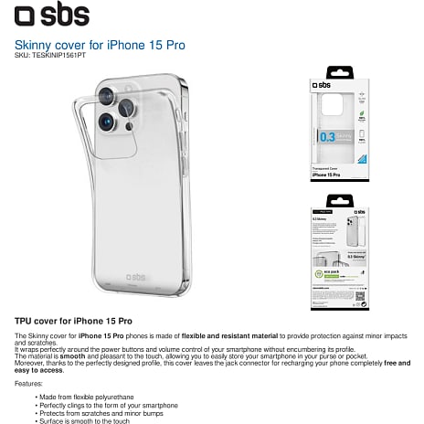 SBS iPhone 15 Pro cover - transparent