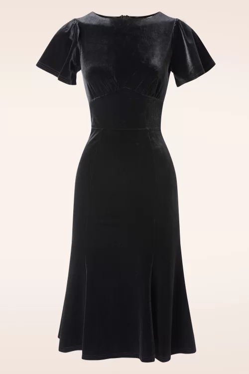 Timeless Vanessa Velvet flared jurk in zwart