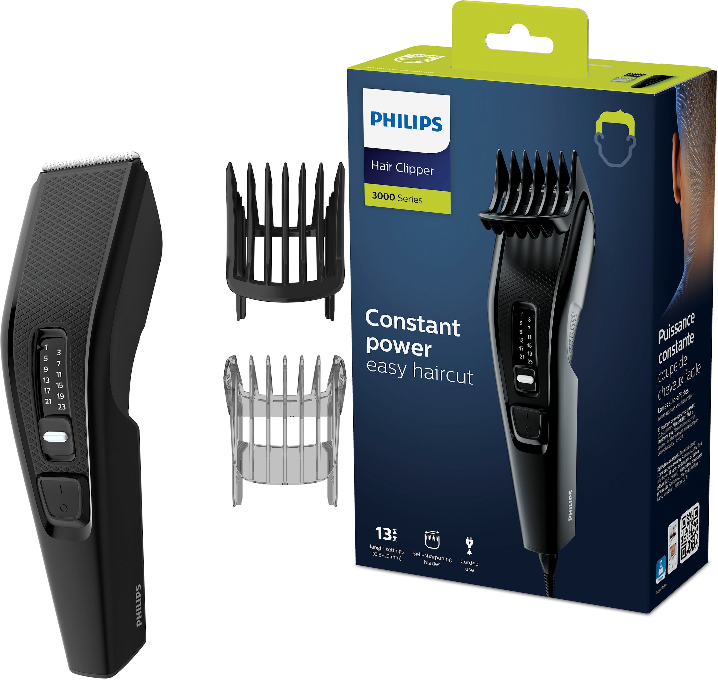 Philips Haarschneider »HC3510/15, Series 3000« 2 Aufsätze 13 Längeneinstellungen
