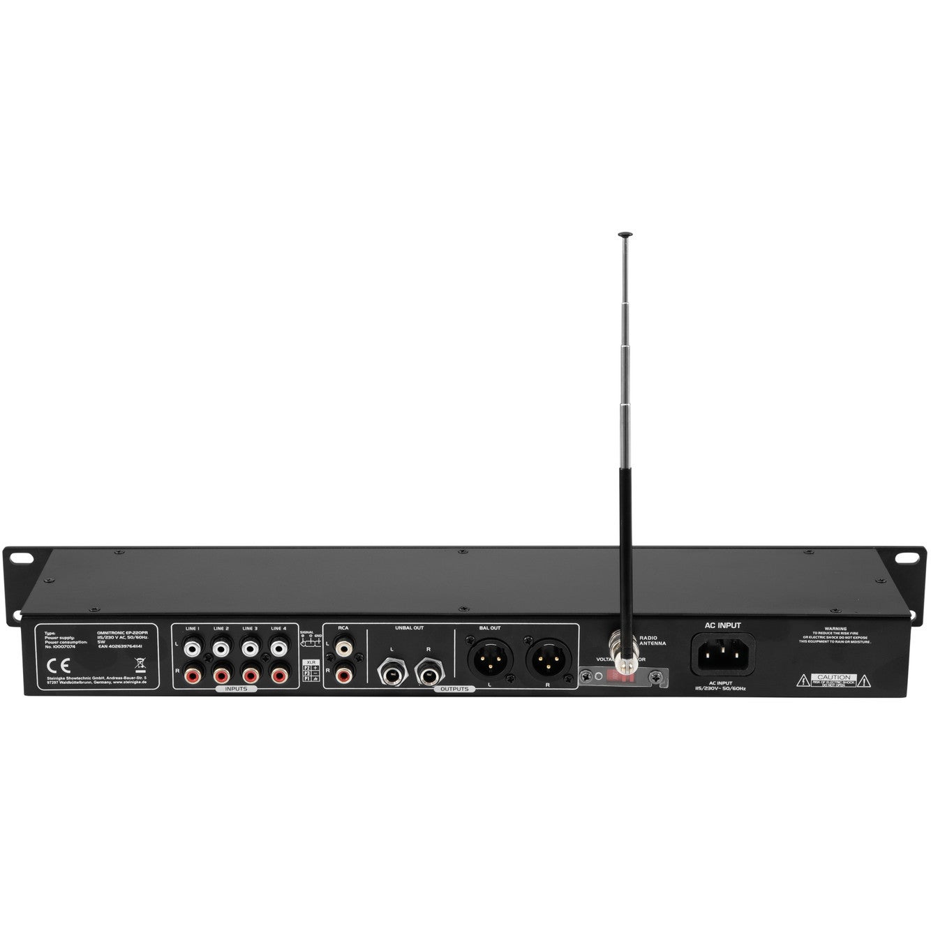 Omnitronic EP-220PR mediaspeler met USB/SD/FM radio en bluetooth