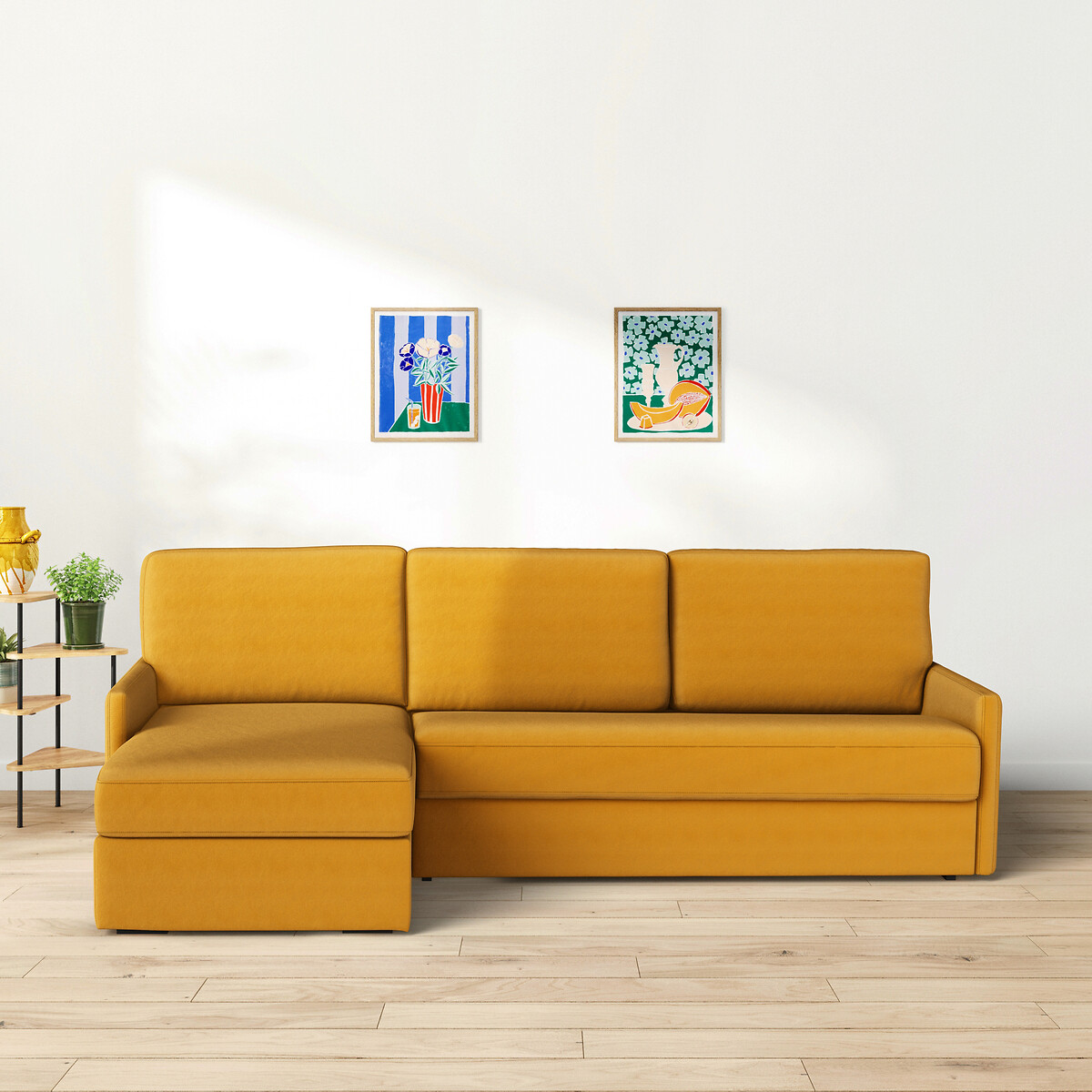LA REDOUTE INTERIEURS<br>Sofá-cama de canto em veludo, Bultex Marta