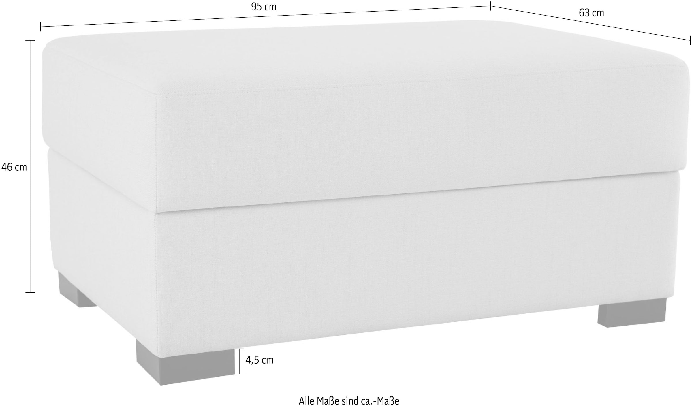 Home affaire Polsterhocker »Branwell« 95/63 cm, Struktur fein, mit Stauraum