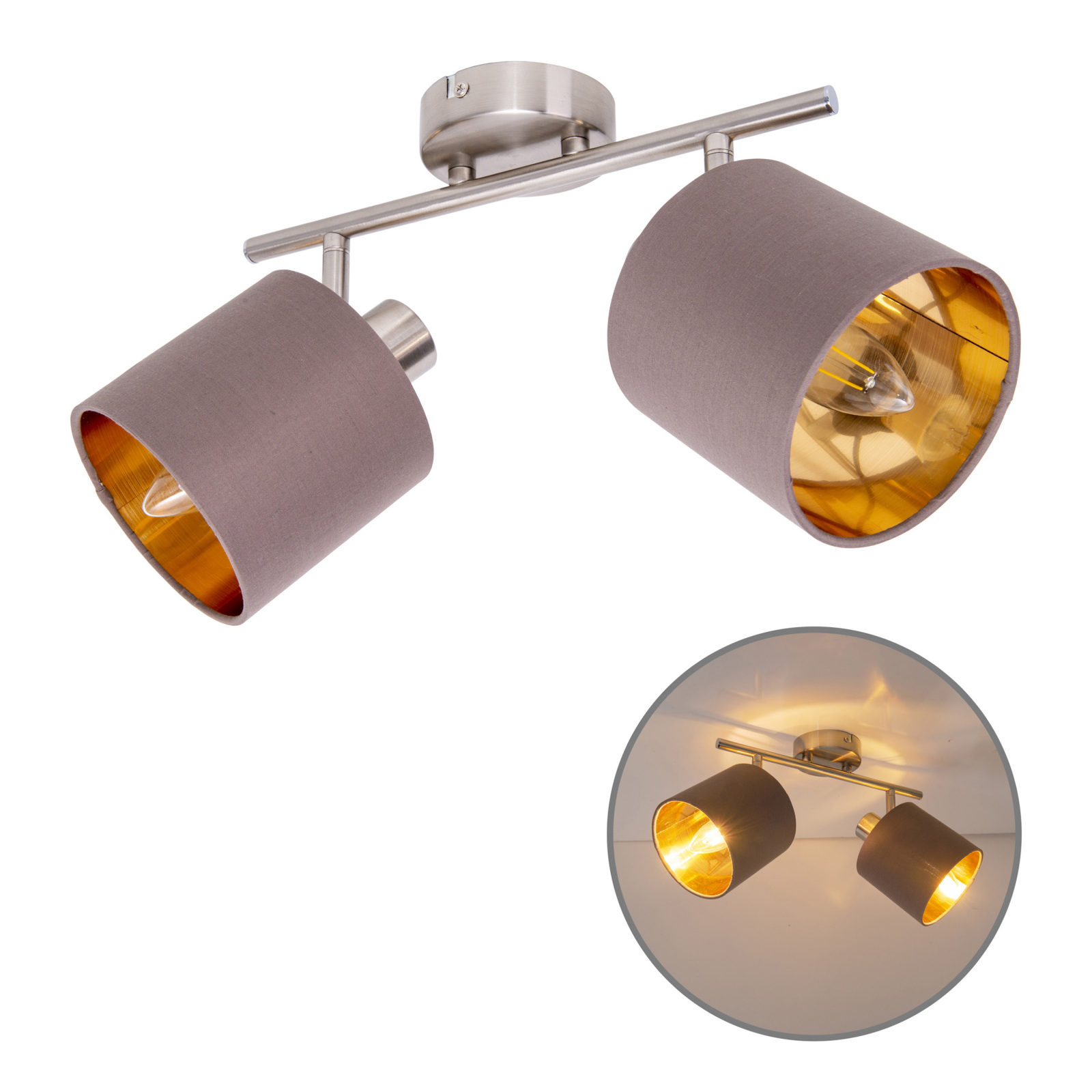 Deckenstrahler MARON - braun-Nickel matt - 2-flammig