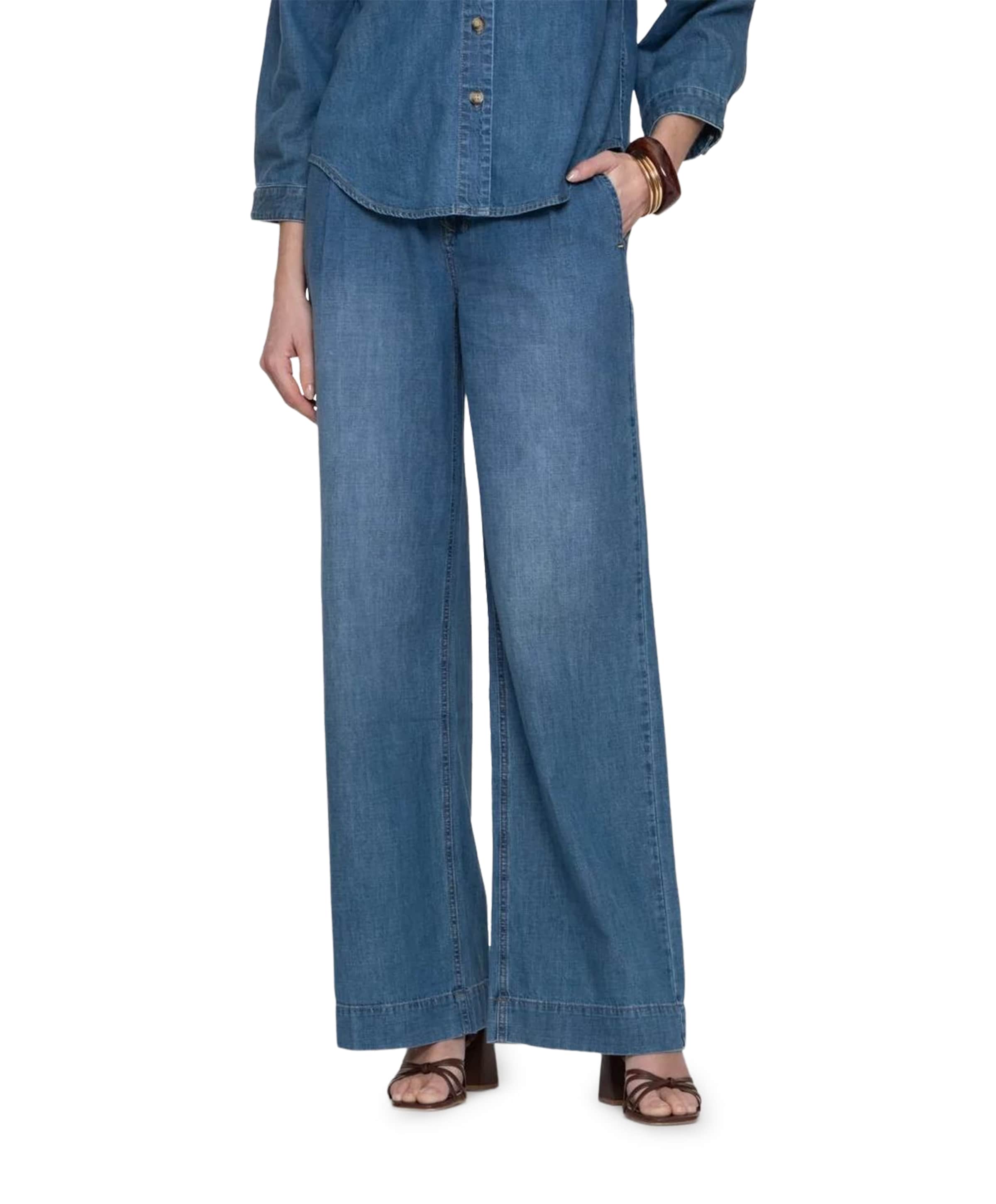 Geisha Wide dames jeans blauw