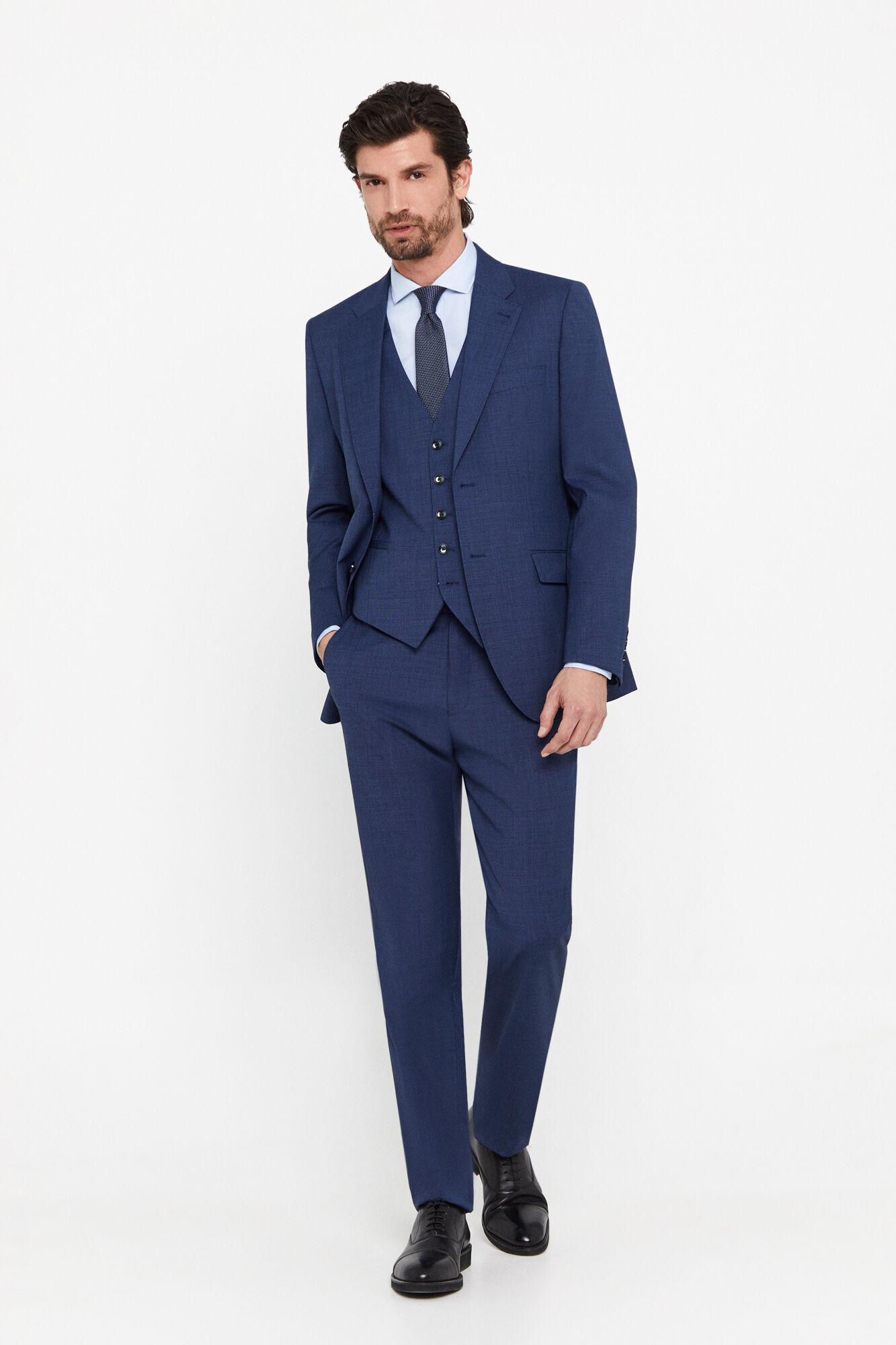 Blazer azul de corte justo - Azul