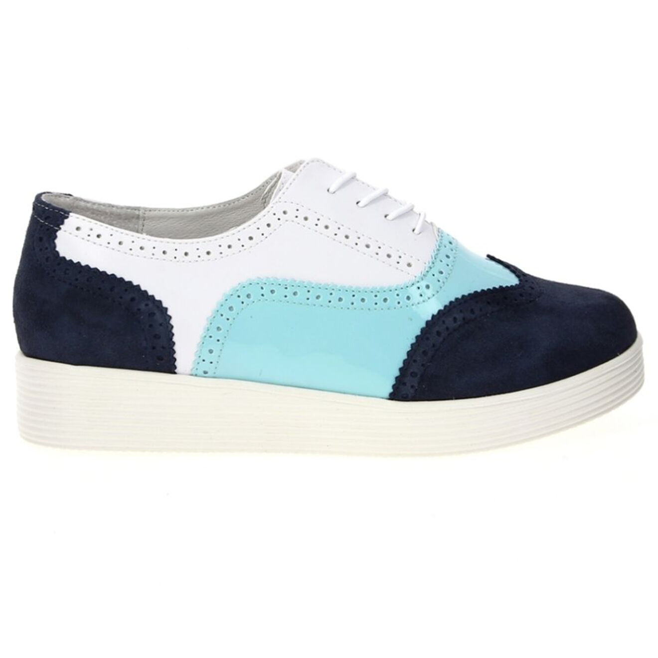 Mellow Yellow Richelieus Creepers en Velours de Cuir et vernies tricolores