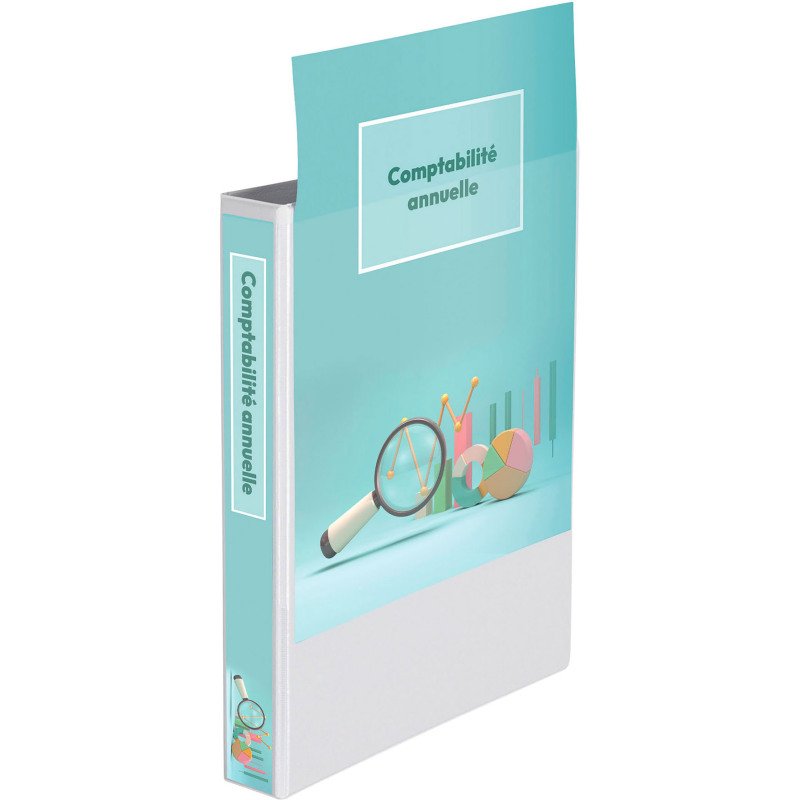 Classeur 4 anneaux cartonné Bruneau personnalisable A4 - Dos 4,5 cm blanc