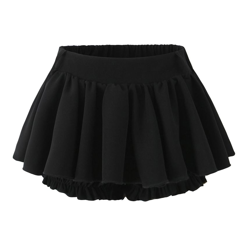 Asiris - Effen mini-tule rok met lage taille
