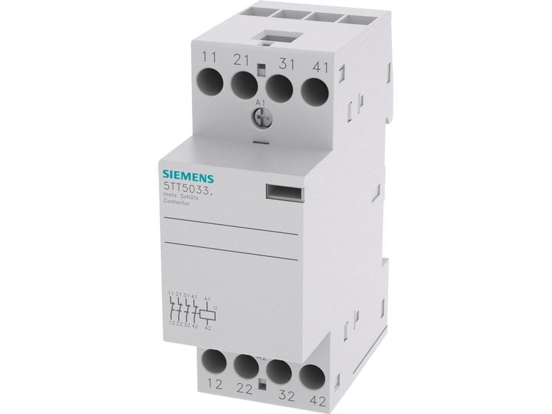 Siemens Insta-Schütz 4OE ACDC230 V 25A Insta-Schütz mit 4 Öffnern Kontakt für AC 230 V, 400 V 25A Ansteuerung AC 230 V DC 220 V