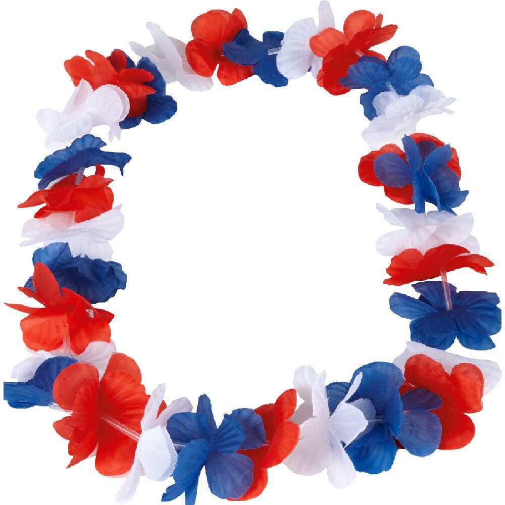 Collier Hawaïen tricolore supporter France