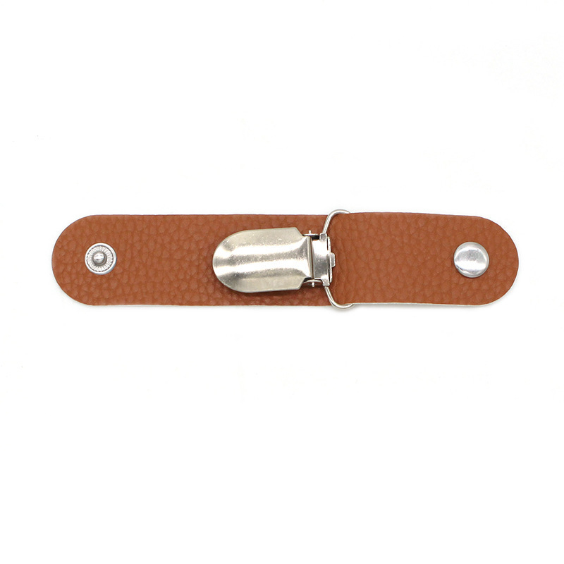 Leder Hut Clip Befestigungs Klammer Reise Kopfbedeckungs Halterung mit Druckknopf - Braun