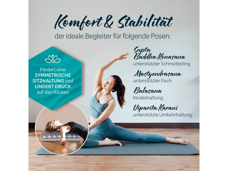 DoYourYoga Yoga-Bolster Tarik, Dinkelspelz, Mehrfarbig/Weis Yogarolle
