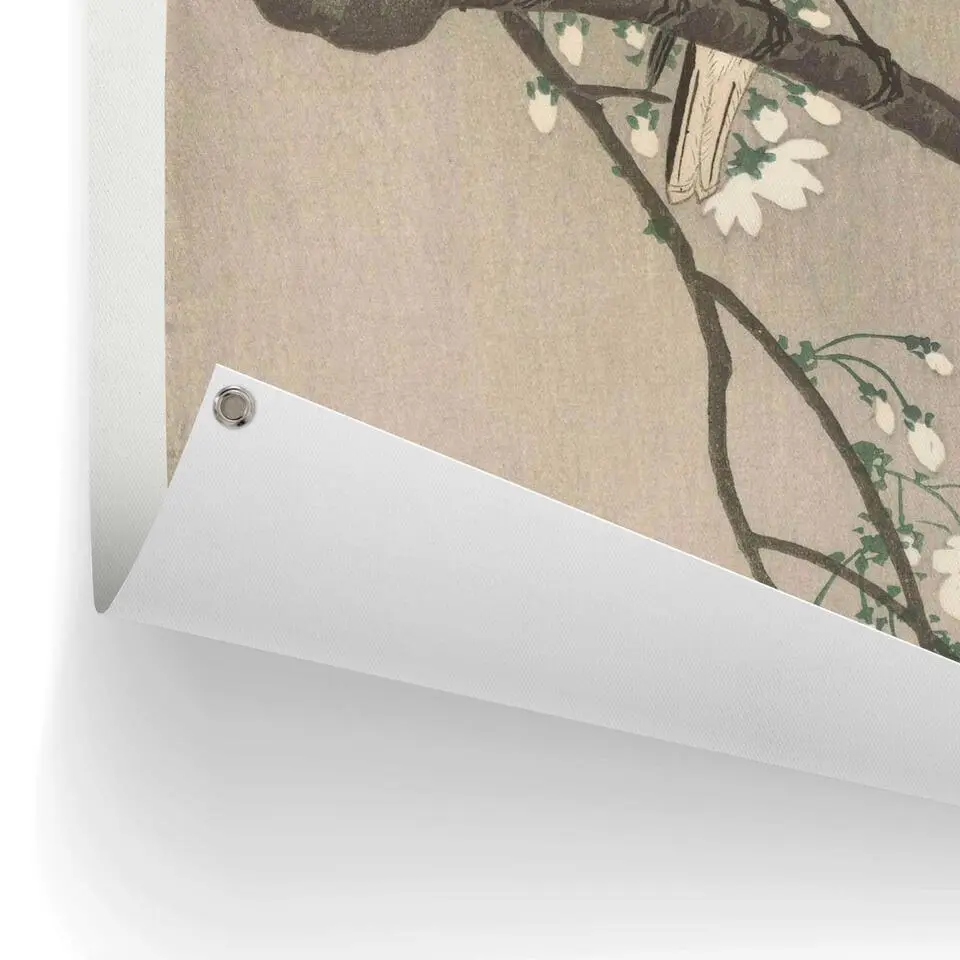 Tuinposter Ohara Koson Koolmezen op bloesemtak - 80x60cm - Beige