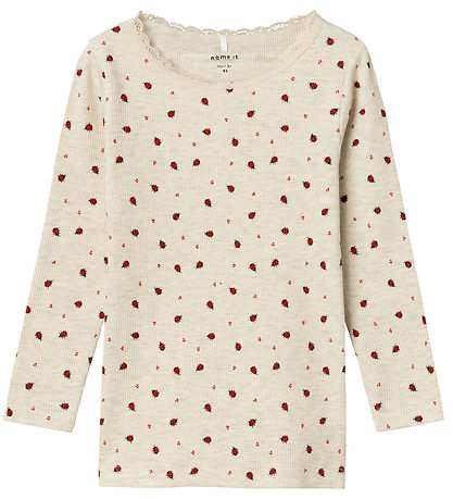 Name It Bluse - Rib - NmfDab - Peyote Melange m. Marienkäfer