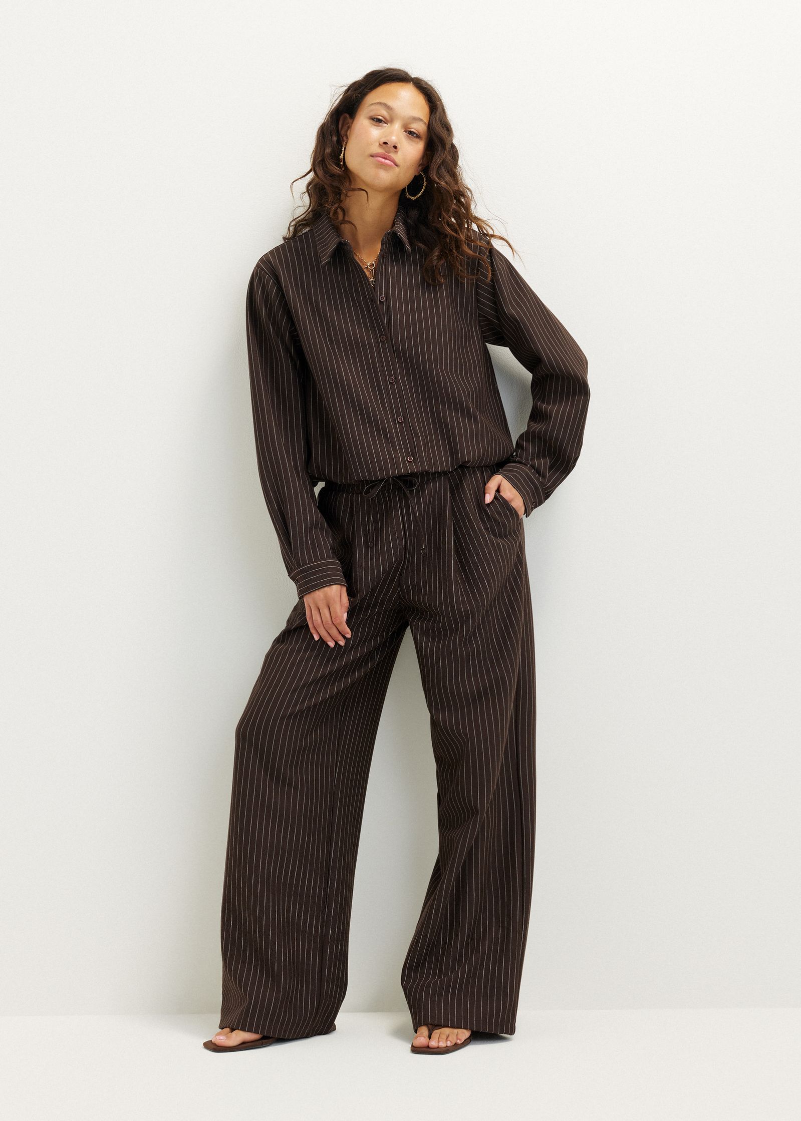Pinstripe broek met trekkoord