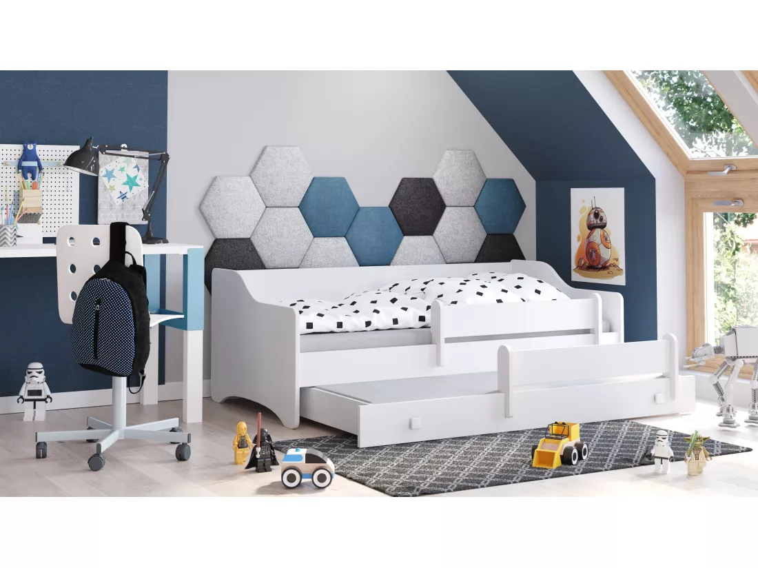 Lit gigogne enfant EVOC 2*160x80cm avec matelas - blanc