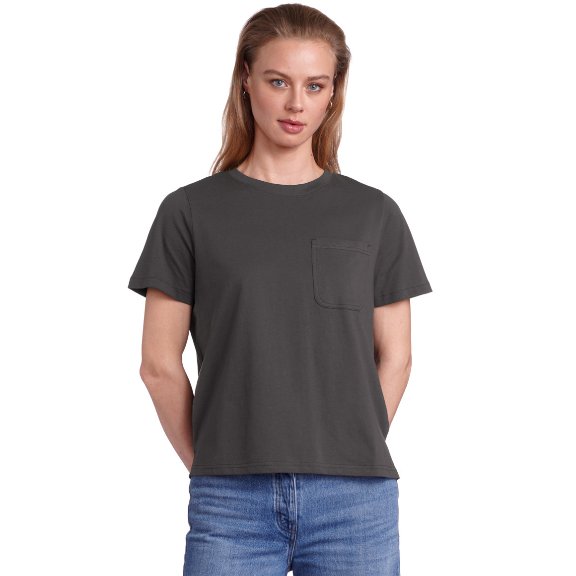 Jonas Nielsen Damen T-Shirt mit Brusttasche dunkelgrau