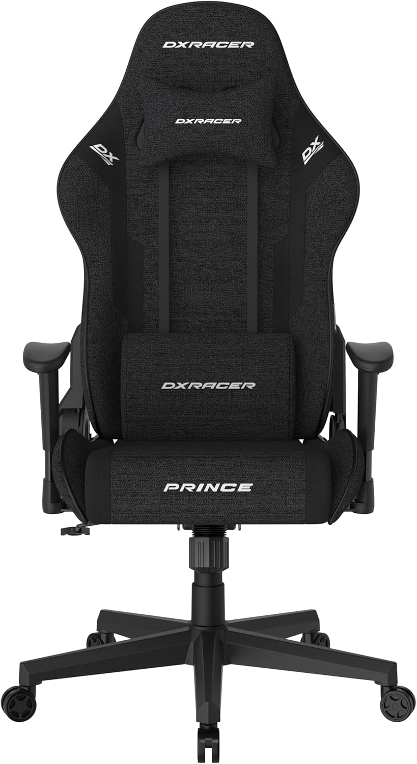 DXRacer Prince L PF132 Gaming-/ Büro-/ Schreibtischstuhl, mit Wippfunktion Gaming Stuhl Höhenverstellbarer Drehstuhl PC Stuhl Ergonomischer Chefsessel, schwarz