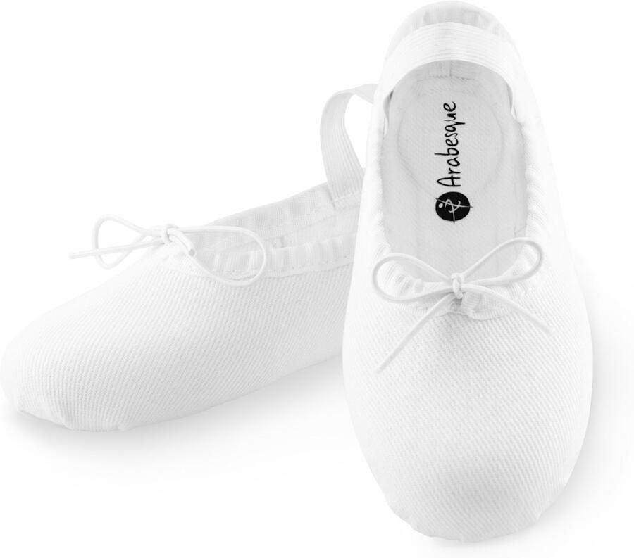Arabesque Cinderella Kinder balletschoenen Wit Canvas Splitzool