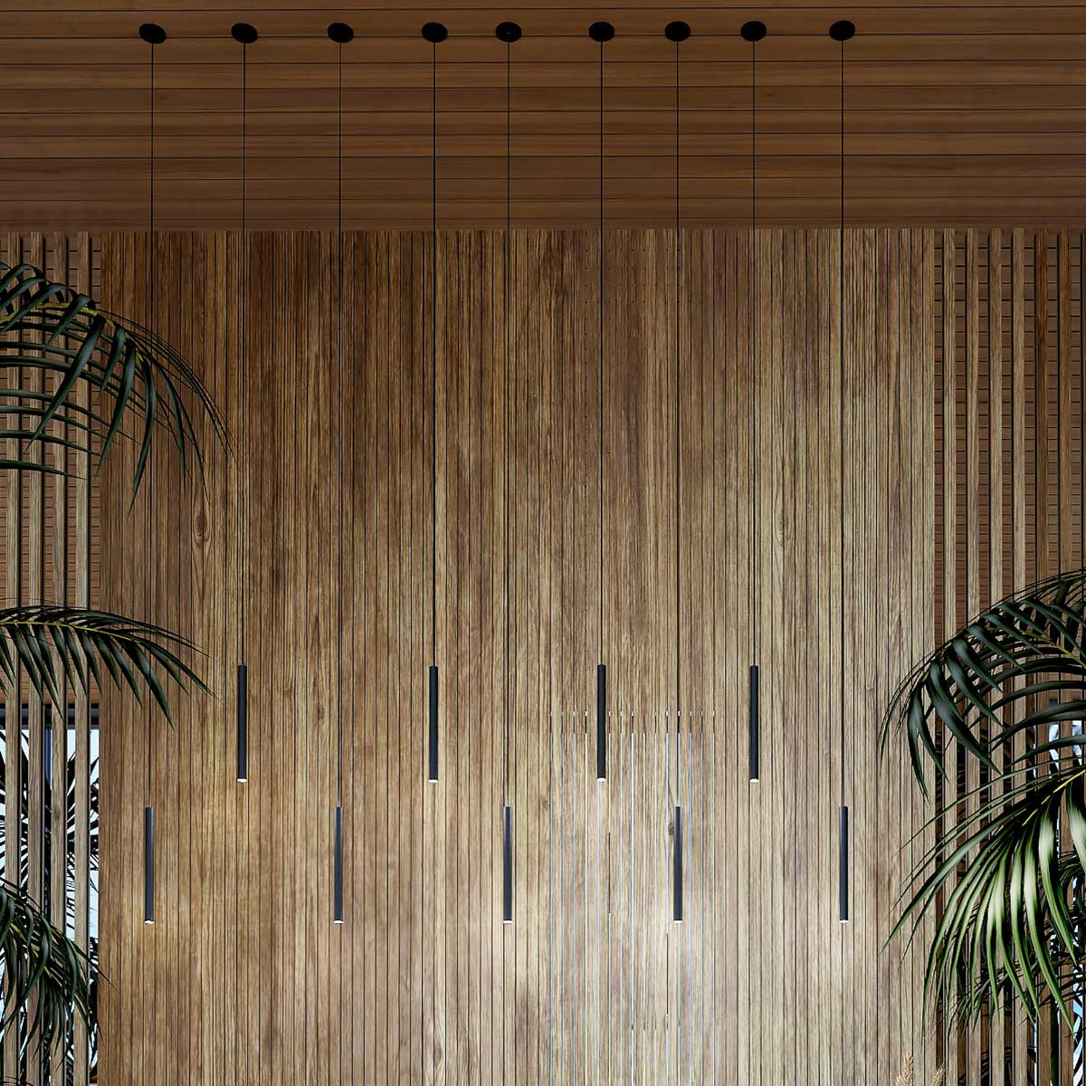 Hanglamp Chimes Tall Zwart eiken