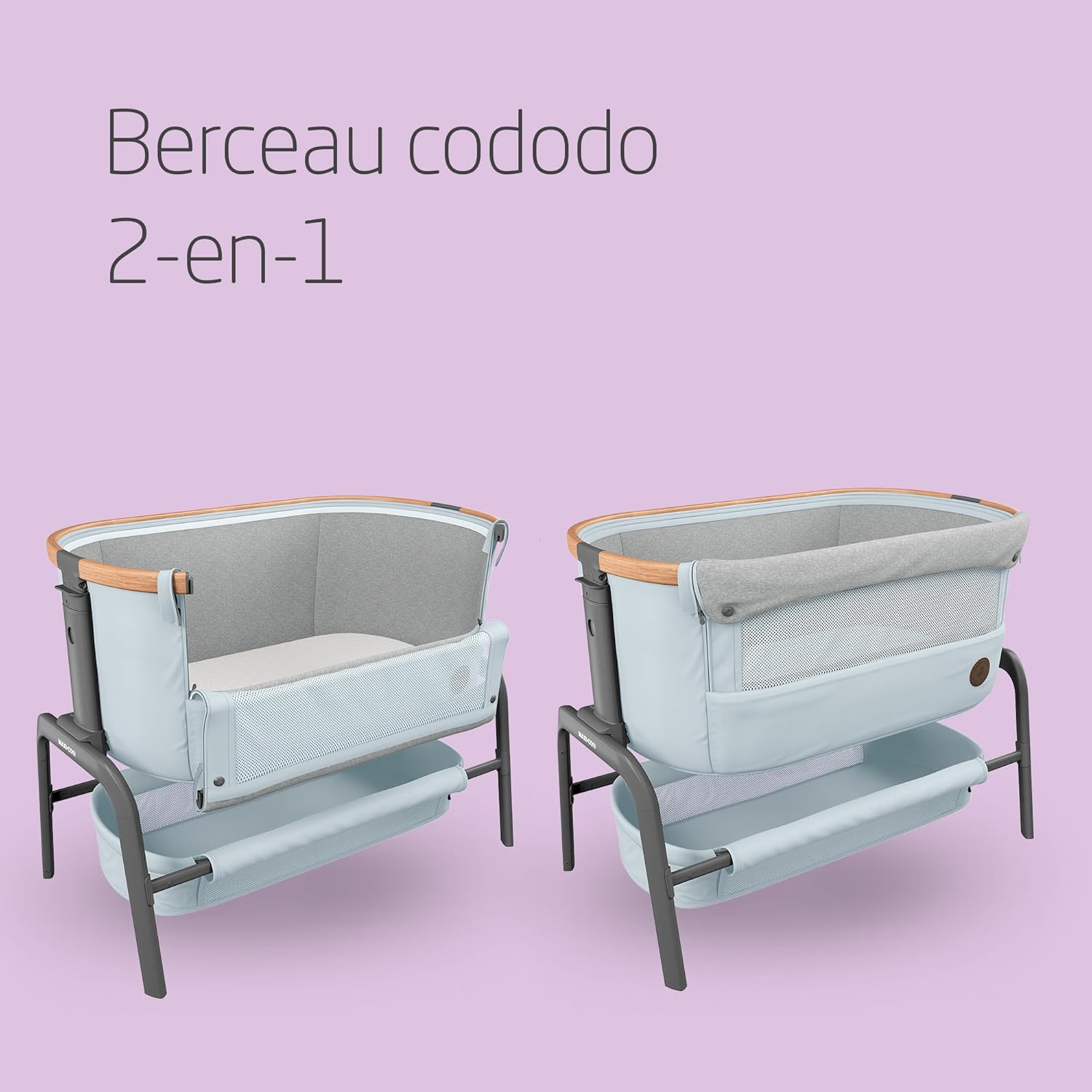 Maxi-Cosi Iora Berceau Cododo, Lit Cododo Bebe Pliable, 0-6 Mois, 9 kg Max, 4 Inclinaisons et 5 Hauteurs, Système Coulissant, Matelas Confort, Grand Panier, Facile à Transporter, Essential Graphite